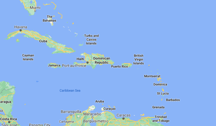 caribbean islands map