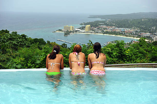 View of Ocho Rios from infinity pool at Mystic mountain.