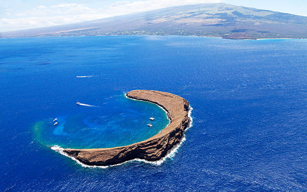 Famous snorkel spot in south Maui, Hawaii, Molokini Crate