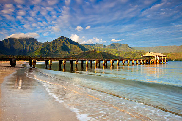 Hanalei bay pier beach