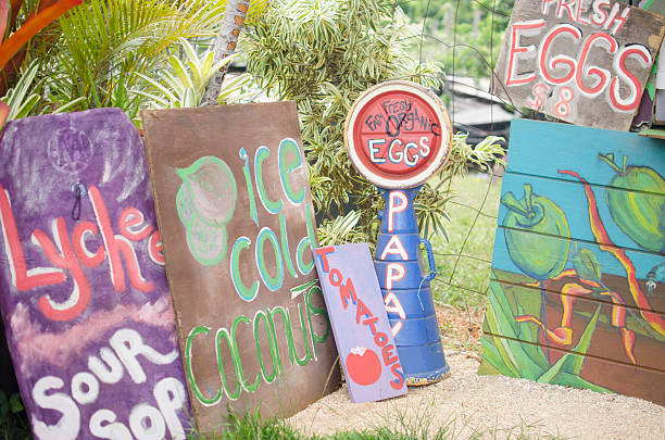  Hawaii, Kauai, Handmade banners on farm