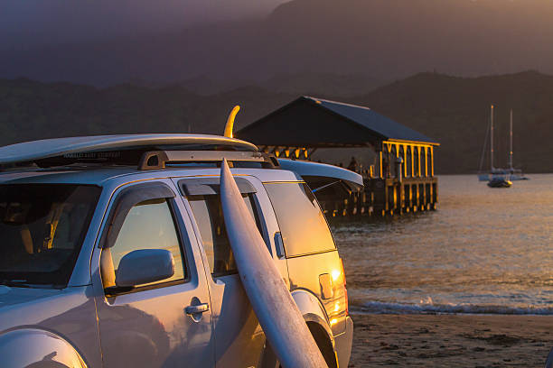 Late afternoon light casts a magical glow on the Hanalei Bay Pier.